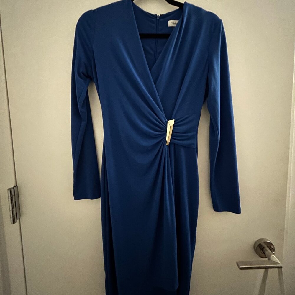 Blue Wrap Dress Calvin Klein